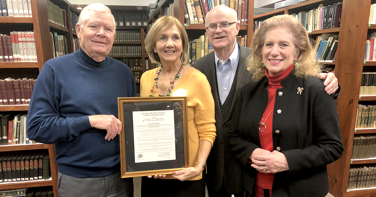 Carole Adams Recipient of the 2019 Dr. Robert Dreyfus Courageous Christian Leadership Award